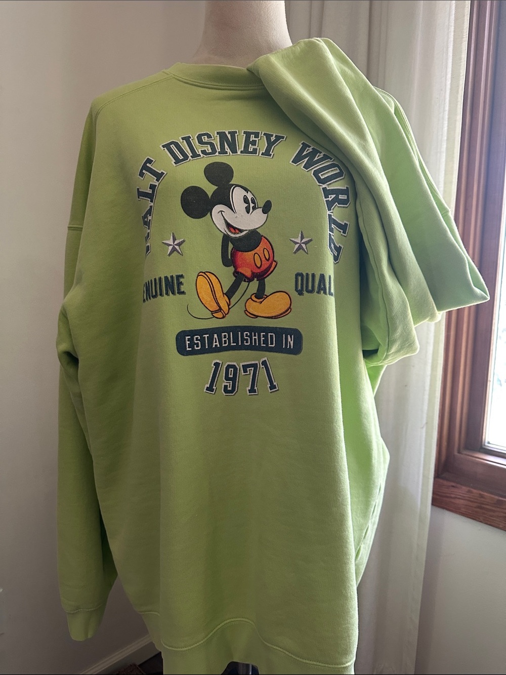 Disney World Mickey Mouse Lime Green Crewneck Sweatshirt - Men or Women